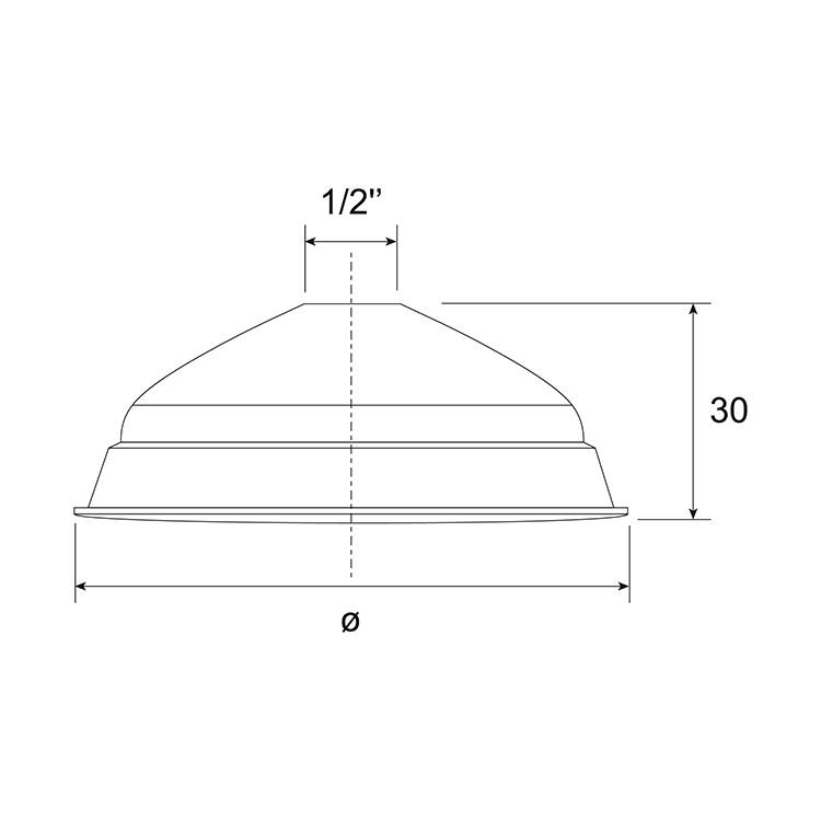 Stainless steel shower head - technical drawing